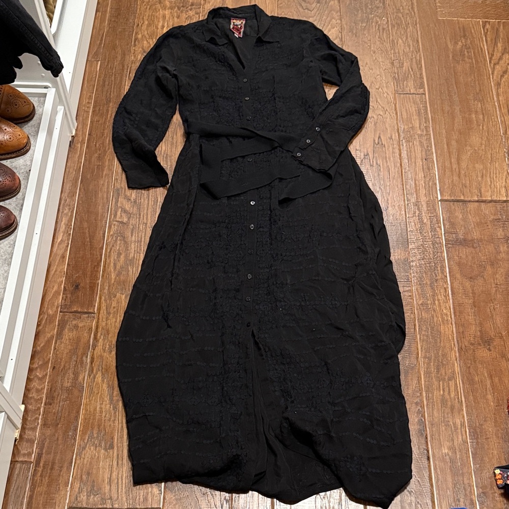 Johnny Was Elegant Black Long Sleeve Dress